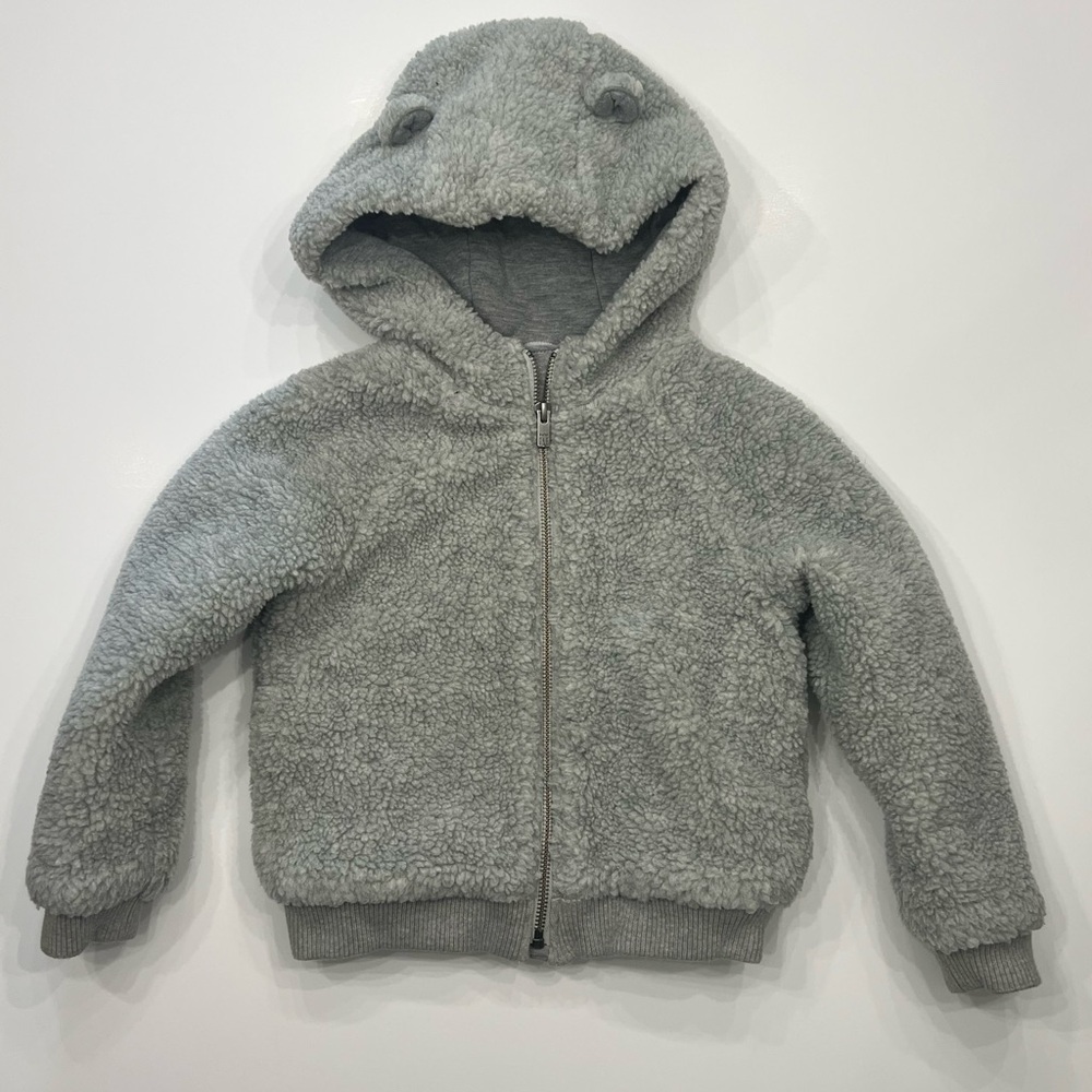 GAP Kids Gray Sherpa Zip-Up Hoodie Jacket